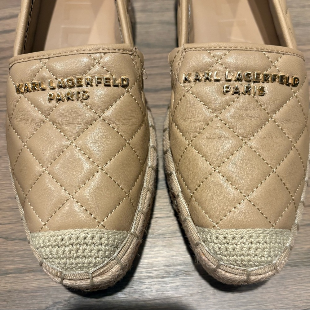 Karl Lagerfeld Tan Leather Espadrilles Size 6 - Picture 2 of 8